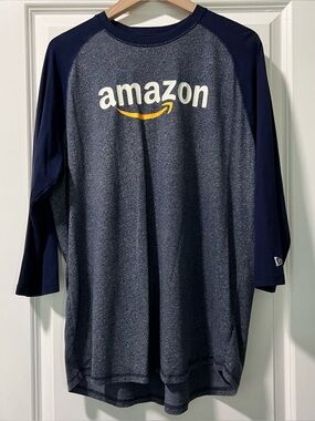 Amazon New Era Men’s 3/4 Sleeve Baseball Raglan Tee Size XL Navy Blue Employee